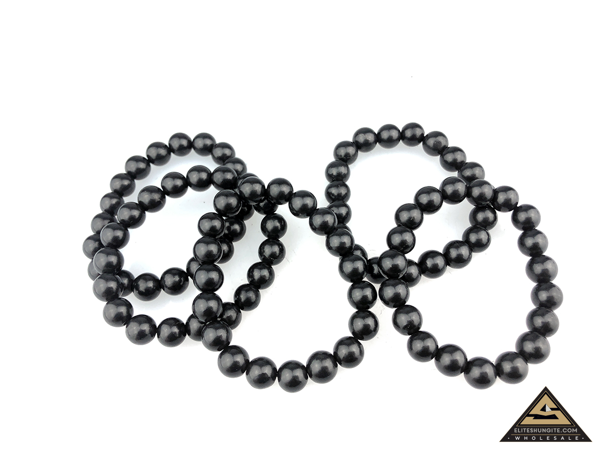 Bracelet round bead 10 mm on rubber band by eliteshungite.com