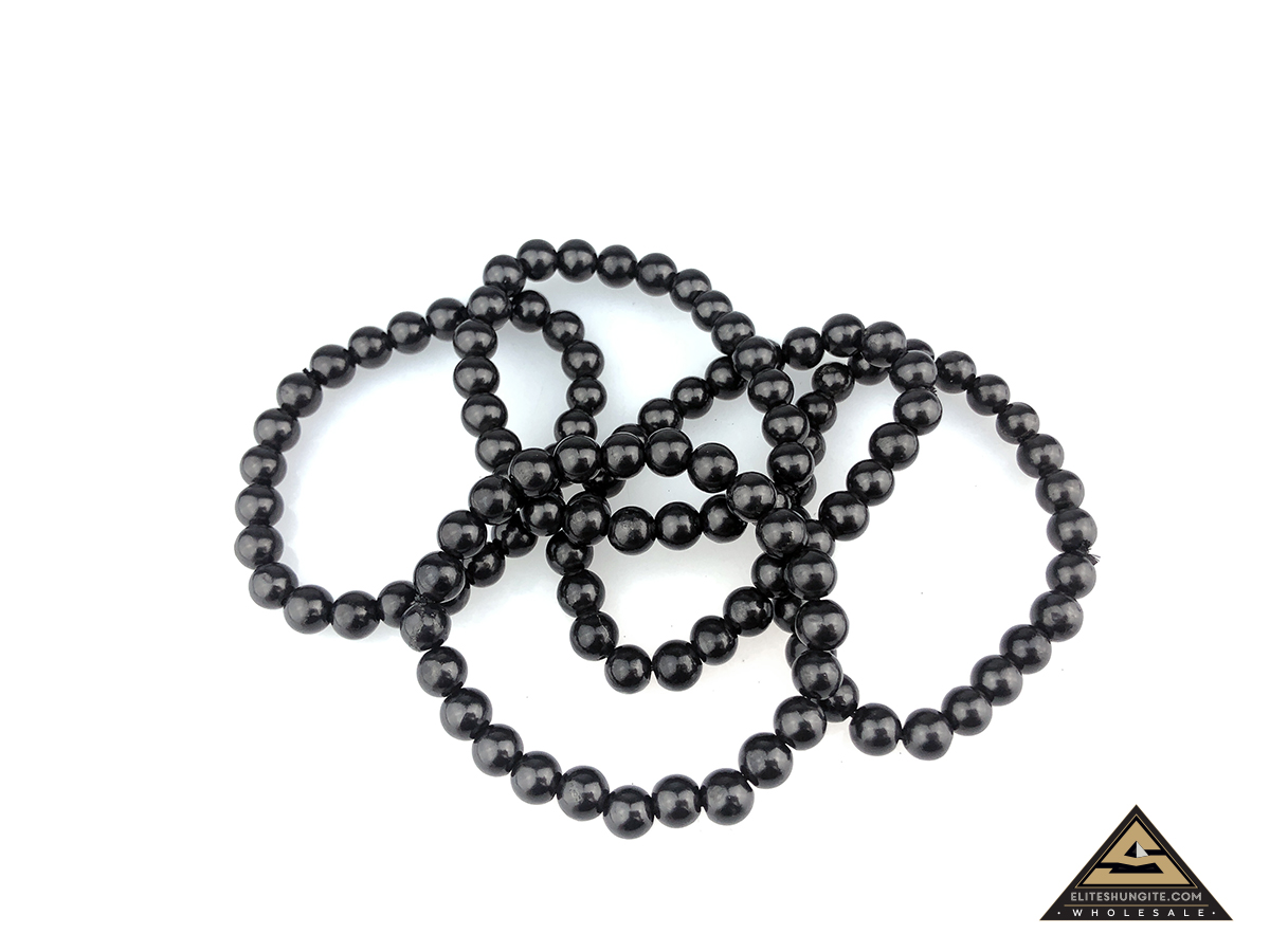 Bracelet round bead 8 mm on rubber band by eliteshungite.com