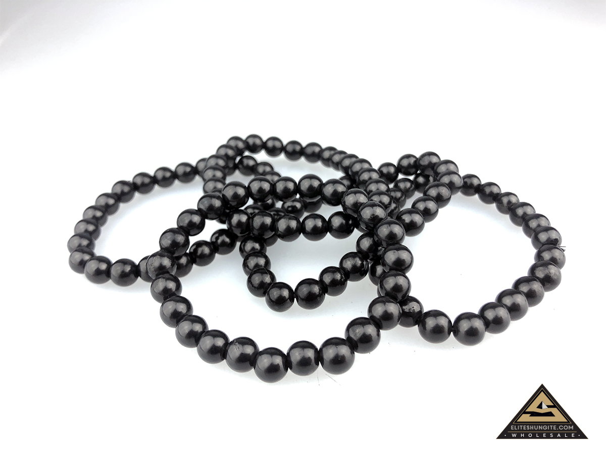 Bracelet round bead 8 mm on rubber band by eliteshungite.com