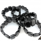 Bracelet rectangle slices on rubber band 12 beads by eliteshungite.com